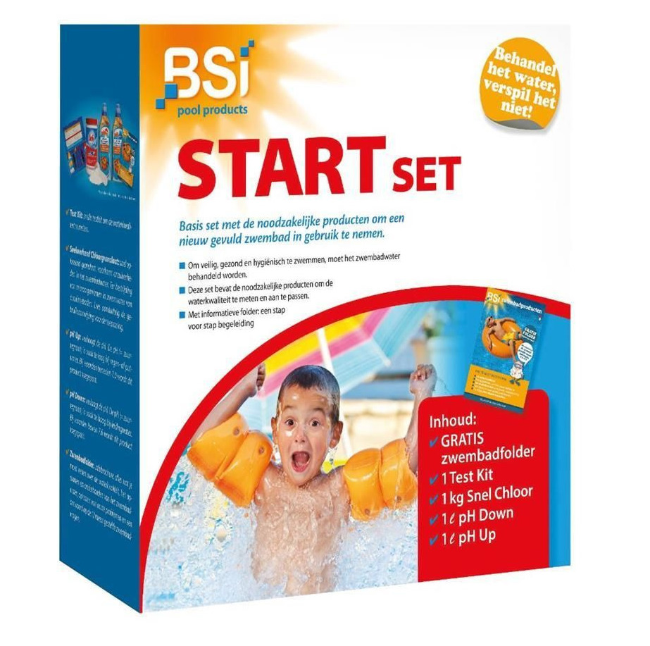 BSI - Start Set - Zwembad - Spa - Uitgebreidde Set die alle producten bevat om het water van een nieuw gevuld zwembad in gebruik te nemen