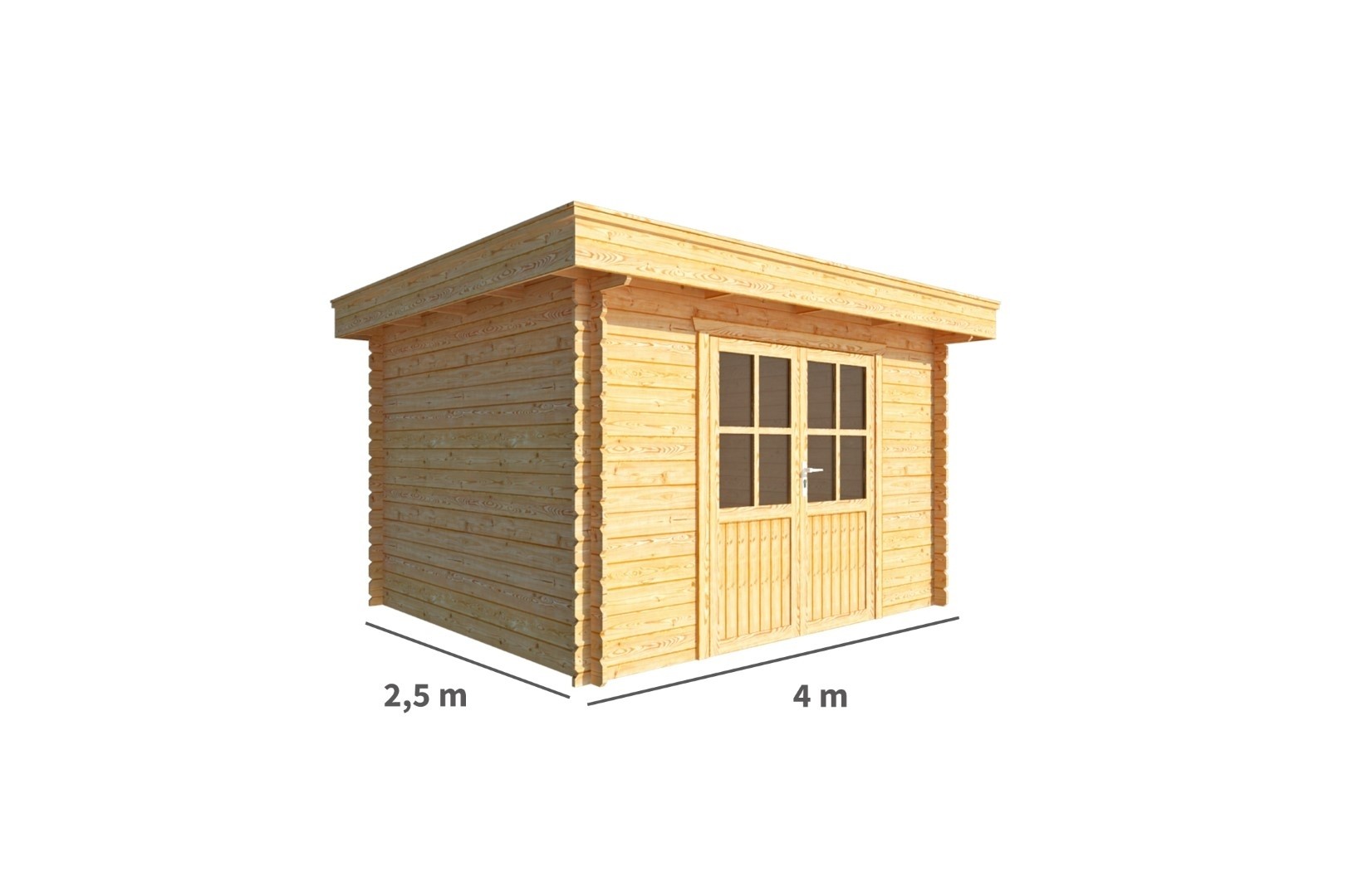 Tuinhuisje Blokhut Lisa 400 cm bij 250 cm diep Plat dak