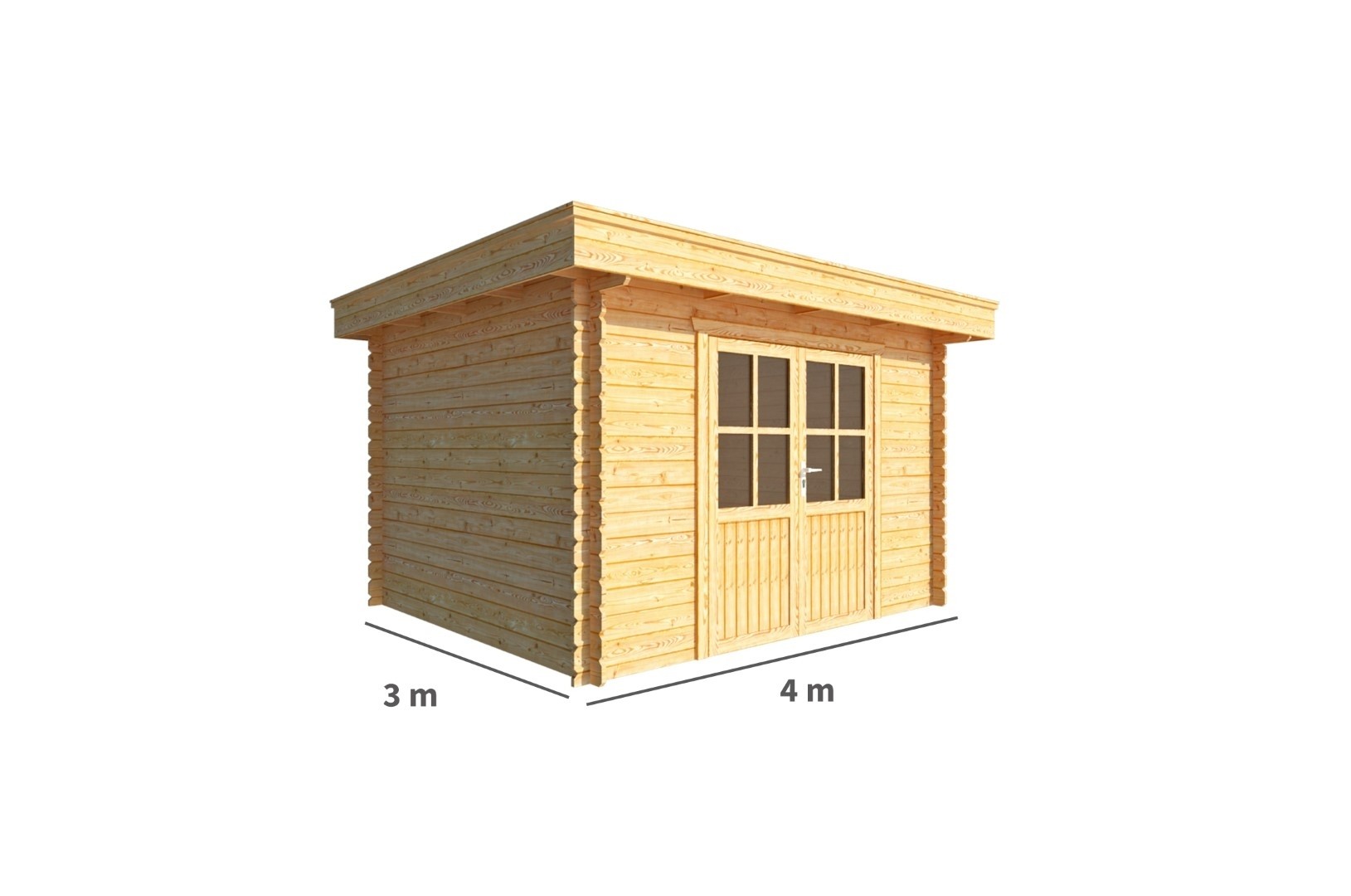 Tuinhuisje Blokhut Lisa 400 cm bij 300 cm diep Plat dak