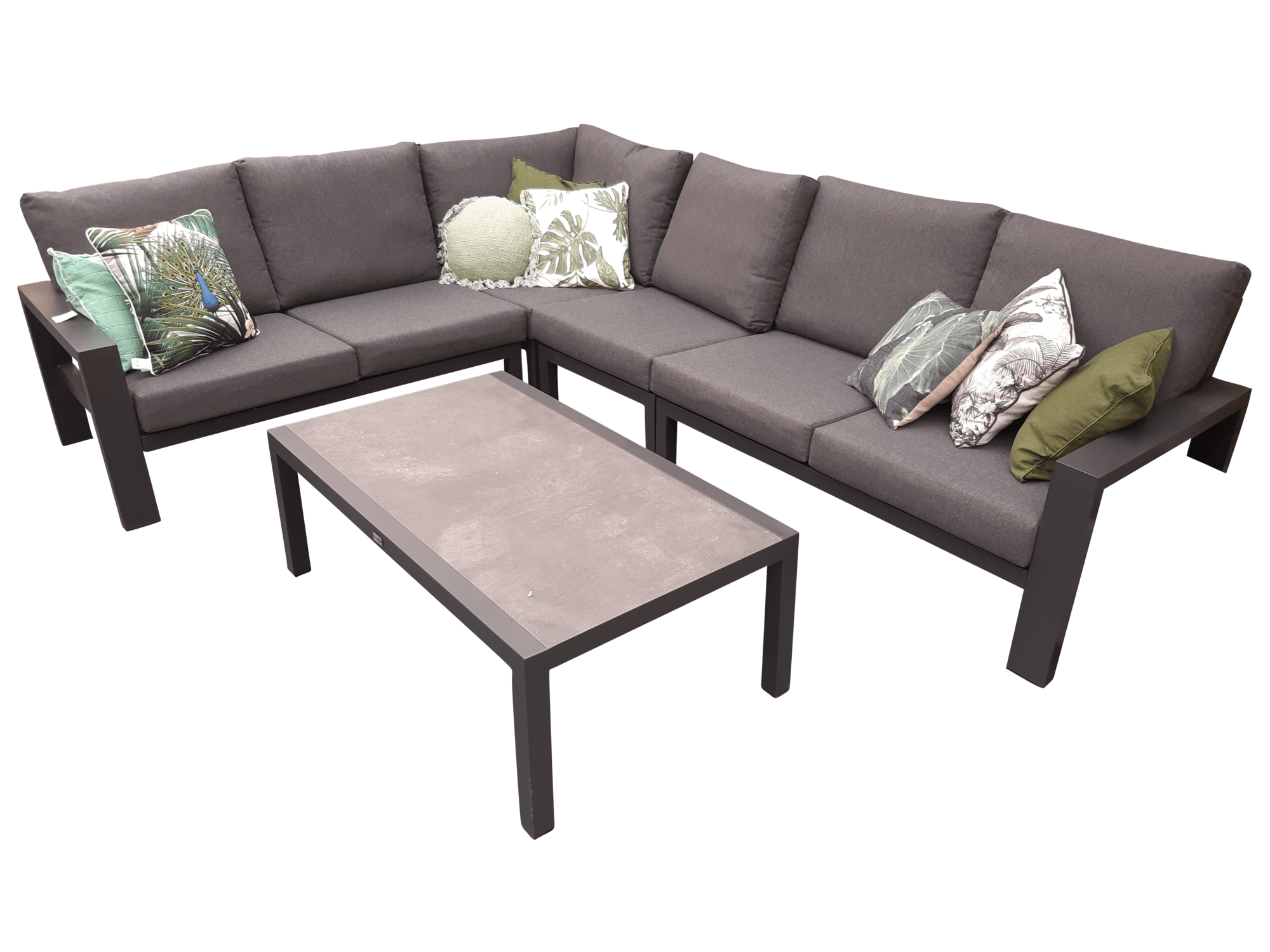 Loungeset met lage tafel 5 delig antraciet