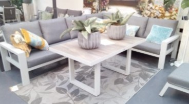 Loungeset met hoge tafel 5 delig light grey