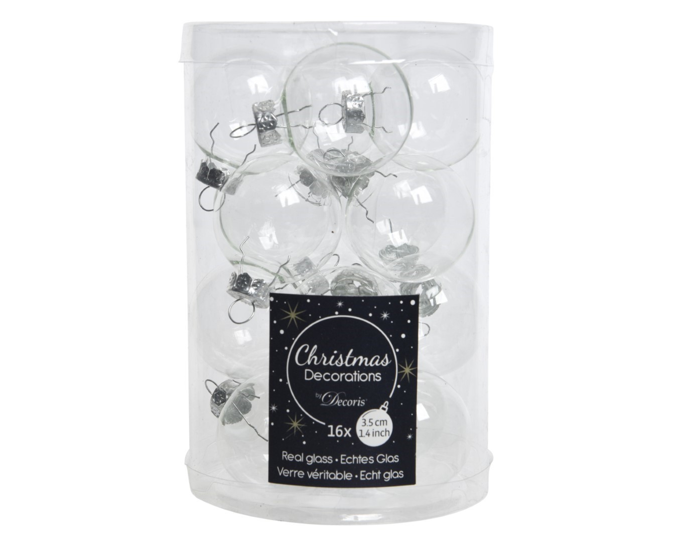Kerstballen glas transparant 35mm transparant/helder - Decoris
