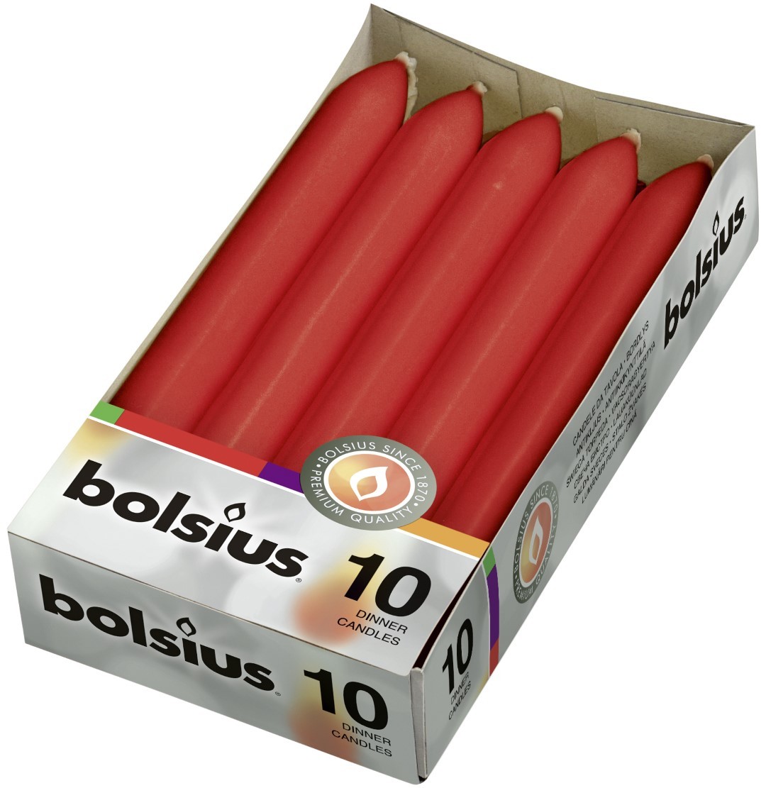 Torpedo kaarsen doos 10 rood. - Bolsius