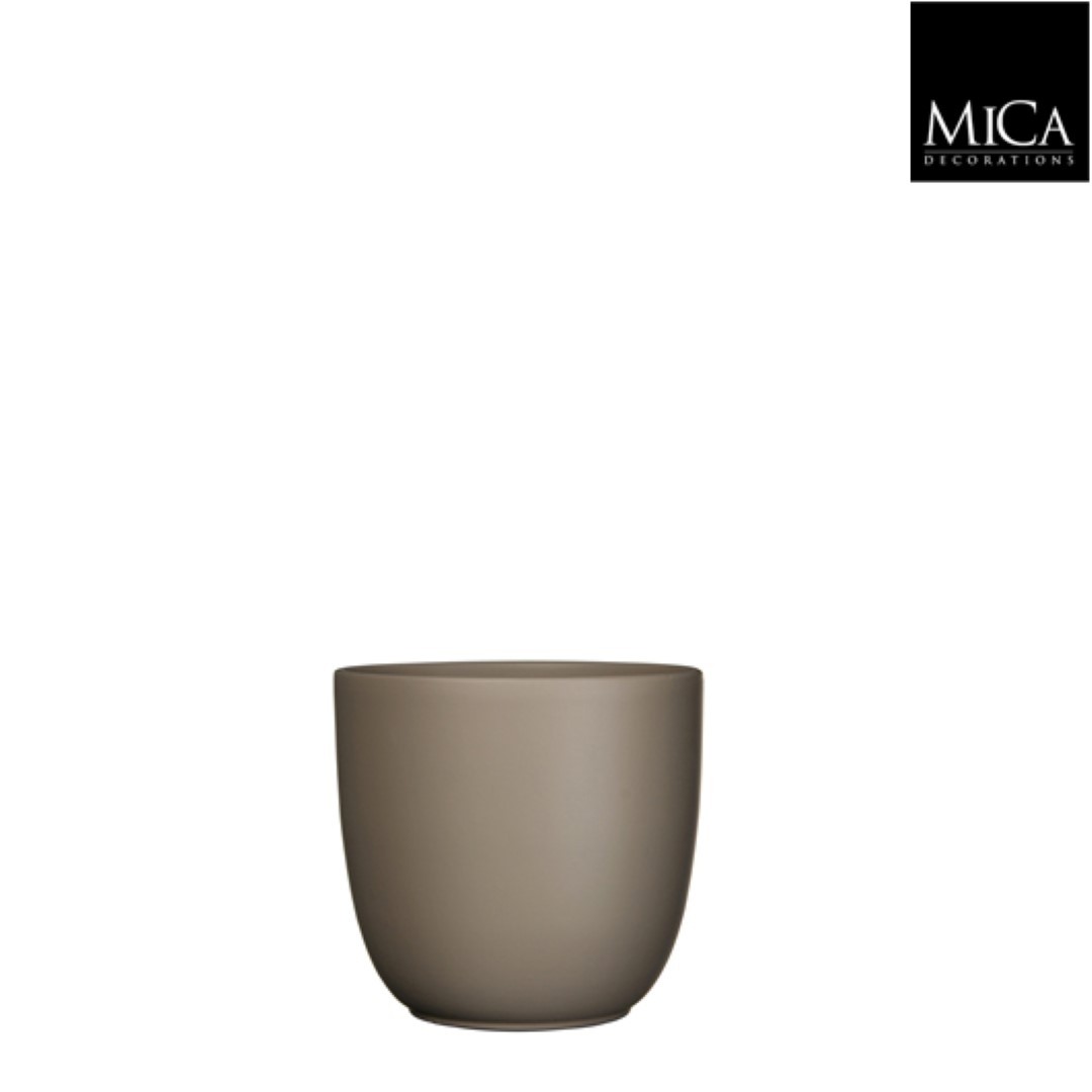 Tusca pot rond taupe mat h14xd14,5 cm Mica Decorations