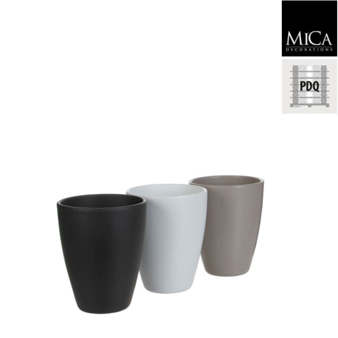 Bloempot Tusca pot rond mat 3 assorti h17,5xd13,5 cm - Mica Decorations