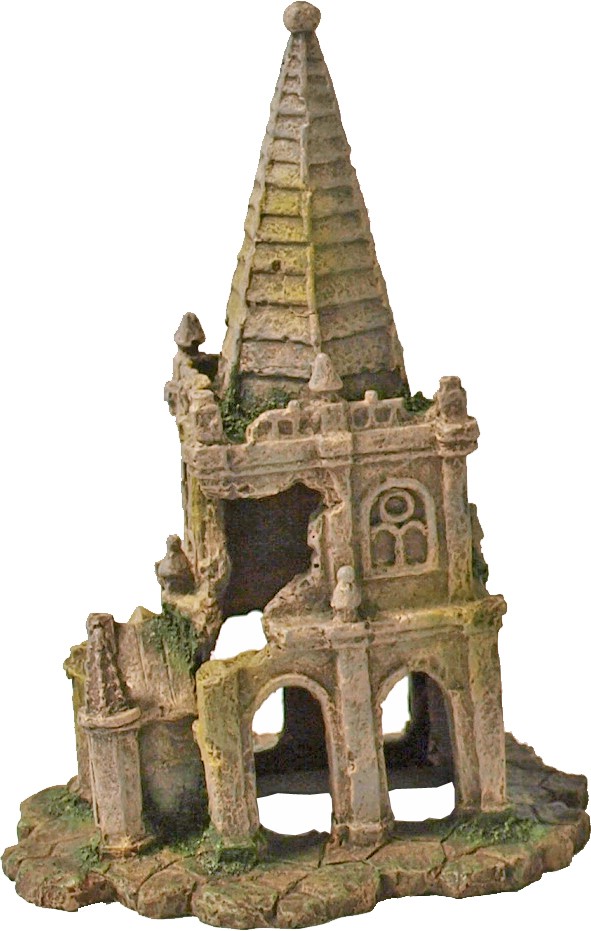 Polyresin ornament kerk ruine bruin 13x11 cm Gebr de Boon