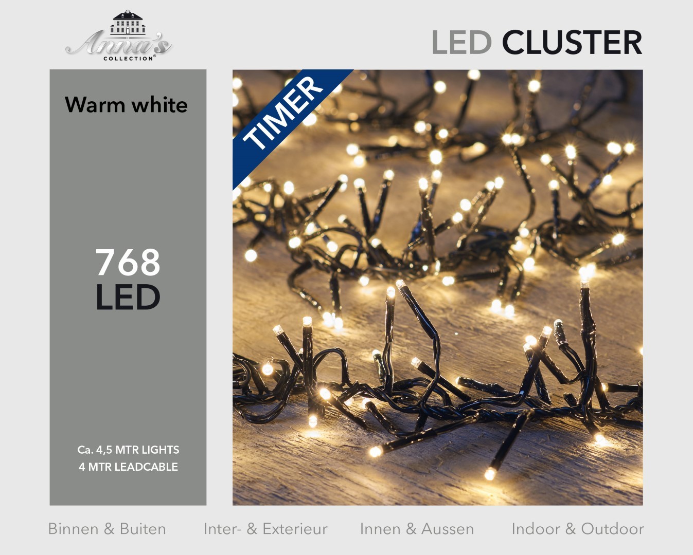 Clusterverlichting 768 led lampjes warm wit - Anna's Collection
