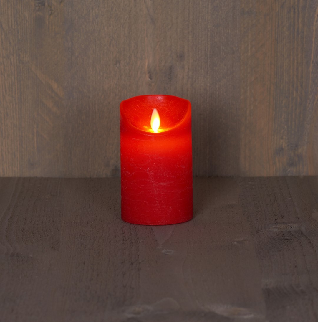 1x Rode LED kaarsen / stompkaarsen 12,5 cm - Luxe kaarsen op batterijen met bewegende vlam