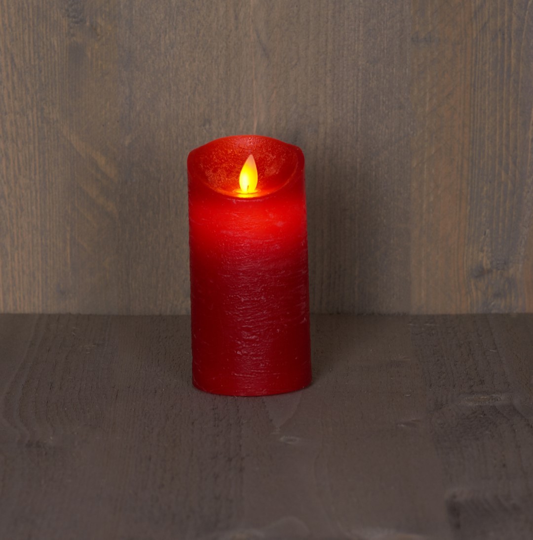 1x Rode LED kaarsen / stompkaarsen 15 cm - Luxe kaarsen op batterijen met bewegende vlam