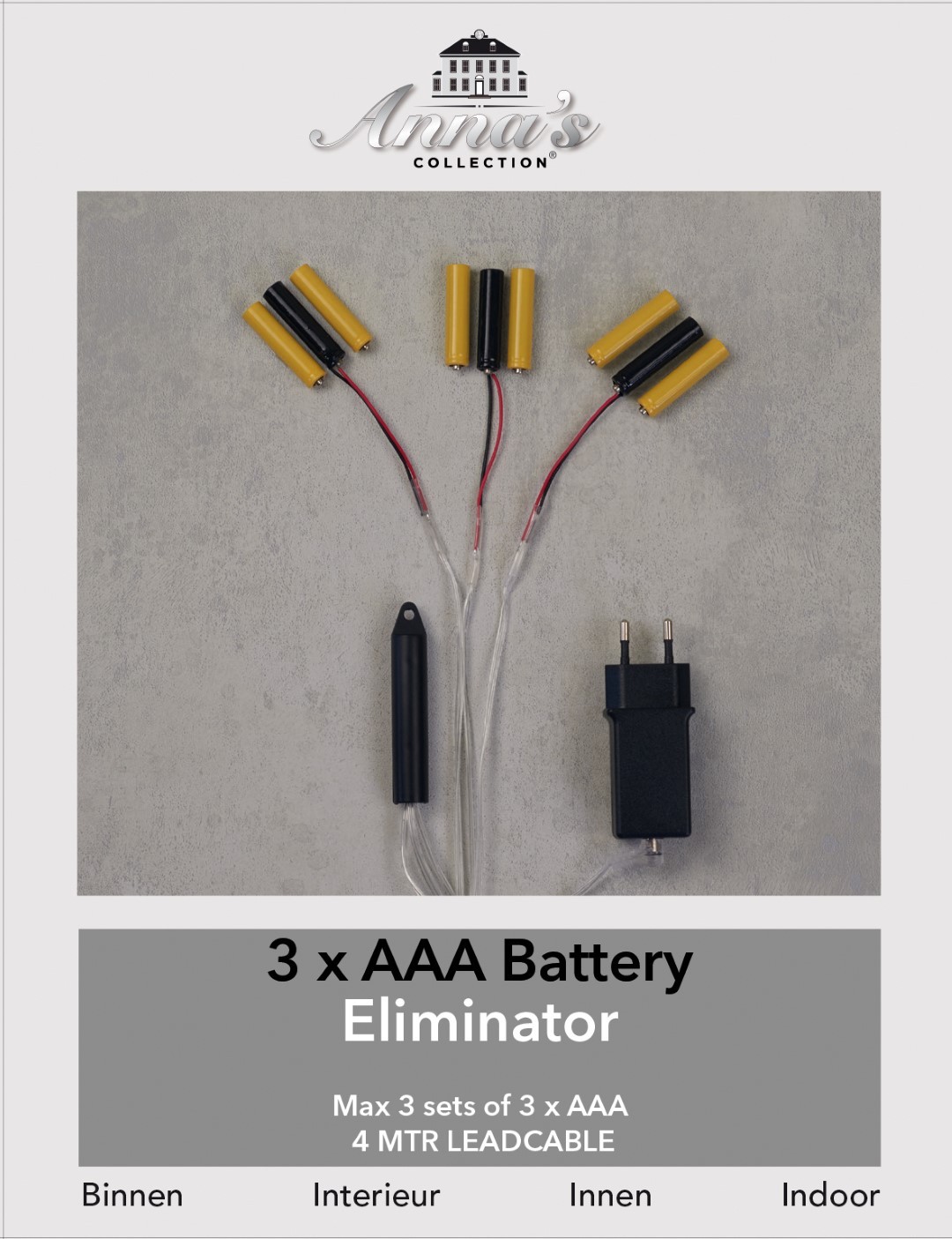 3AAA-batterijvervanger 3 aansluitingen, geen 3AAA batterijen meer nodig! Transformator Adapter Indoor CoenBakker