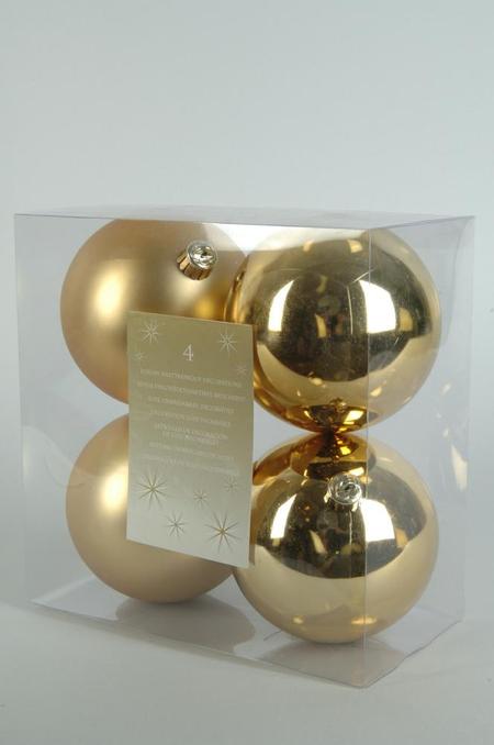 Decoris kerstballen - 4 stuks - kunststof - 10cm