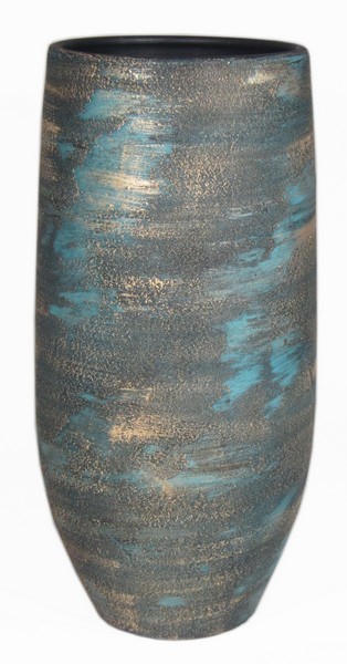 Vaas madeira d20 h45 cm blauw goud keramiek - Floran