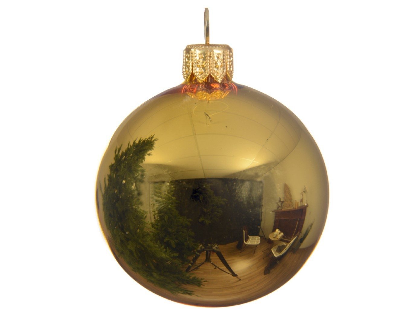 6 Glazen kerstballen glans 8 cm licht goud - Decoris