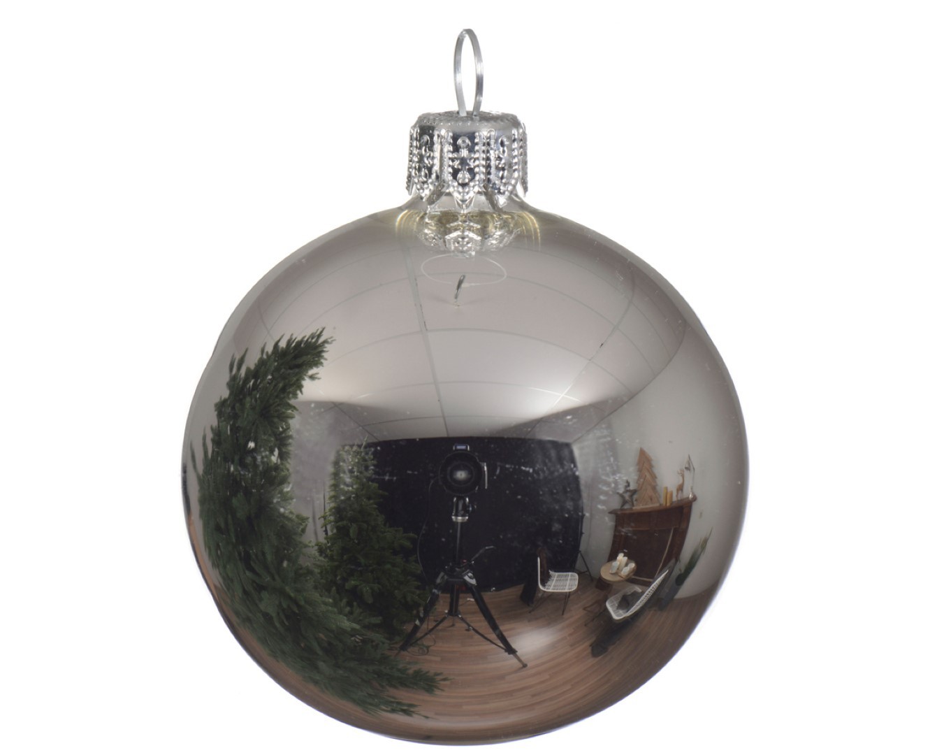 6 Glazen kerstballen glans 6 cm zilver - Decoris