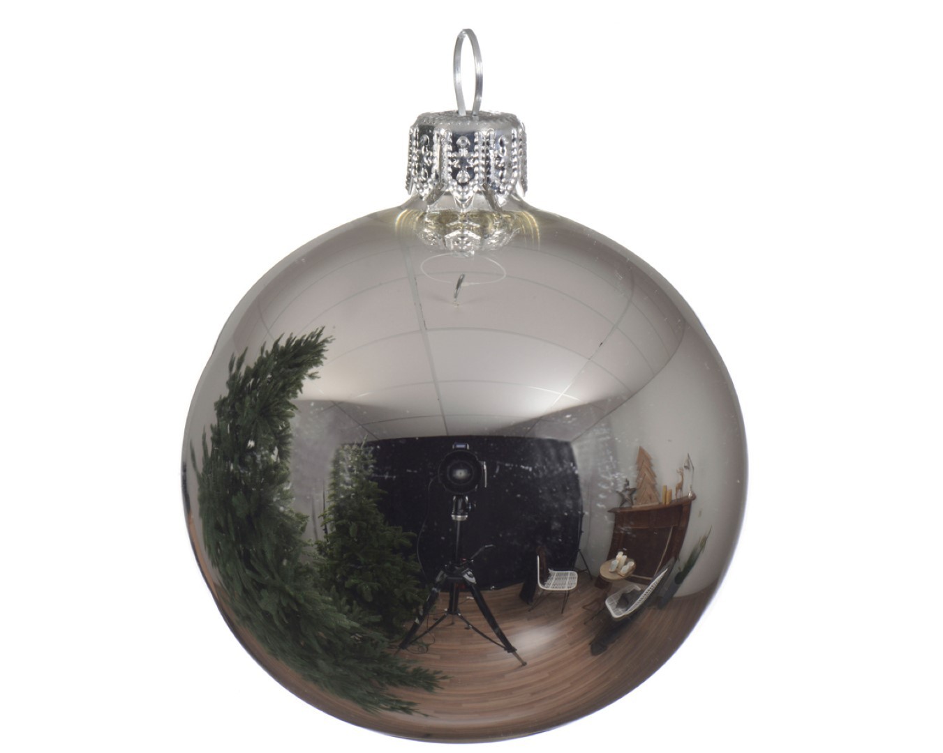 6 Glazen kerstballen glans 8 cm zilver - Decoris