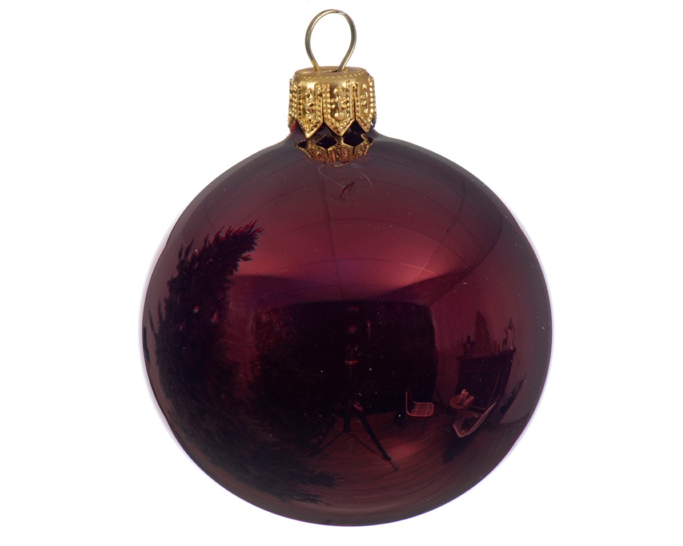 6 Glazen kerstballen glans 6 cm ossenbloed - Decoris