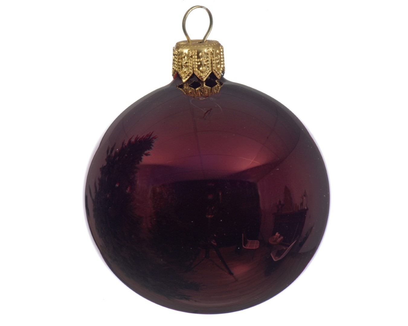 Kerstballen glas glans 15 cm ossenbloed - Decoris