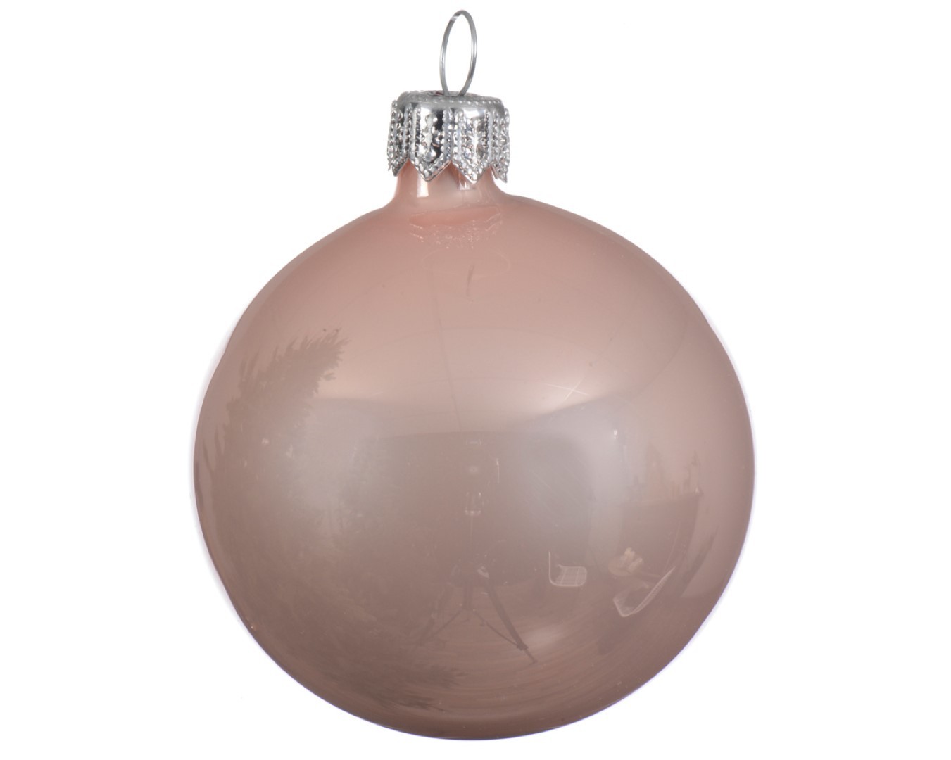 6 Glazen kerstballen glans 7 cm poeder roze - Decoris