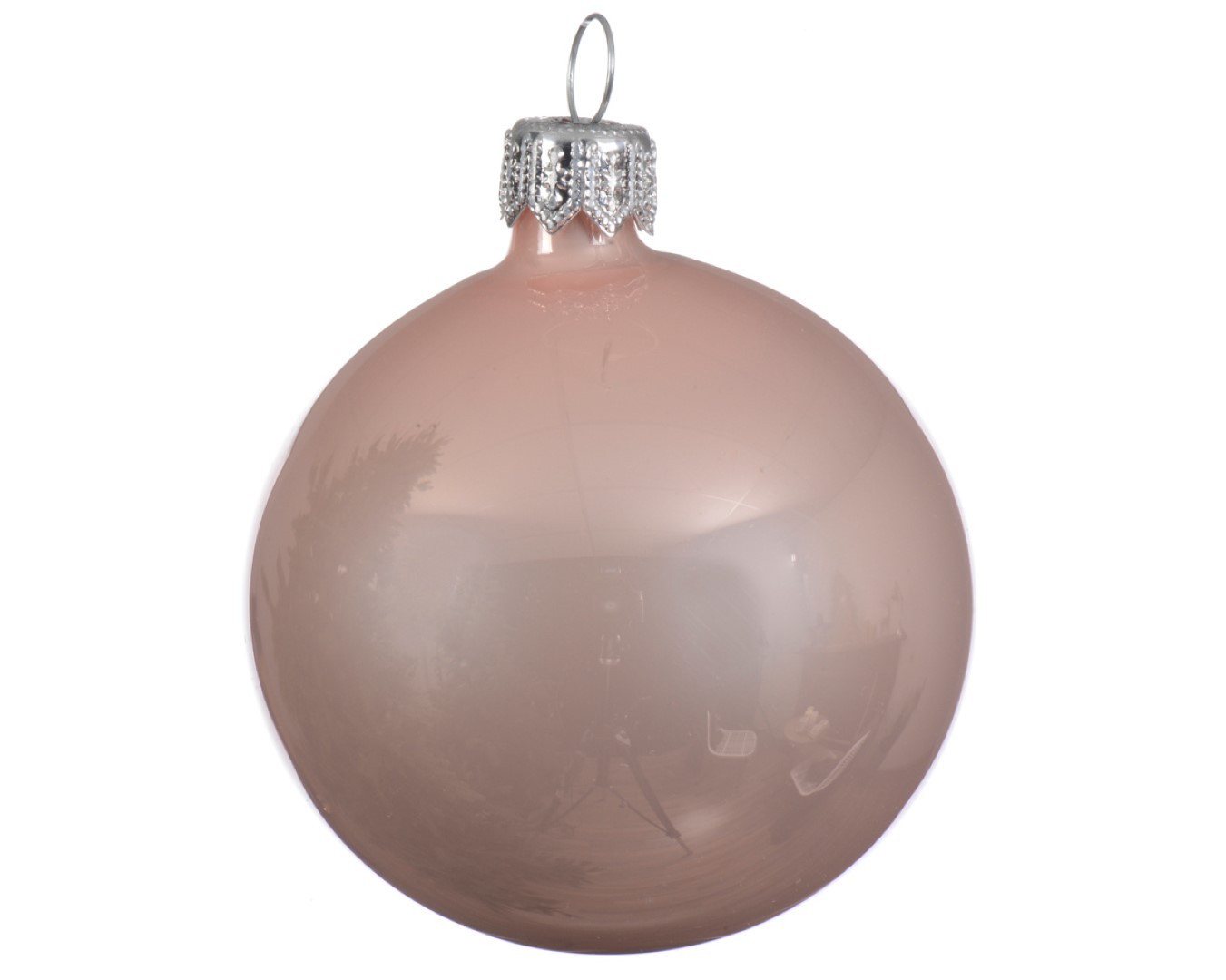 4 Glazen kerstballen glans 10 cm poeder roze - Decoris