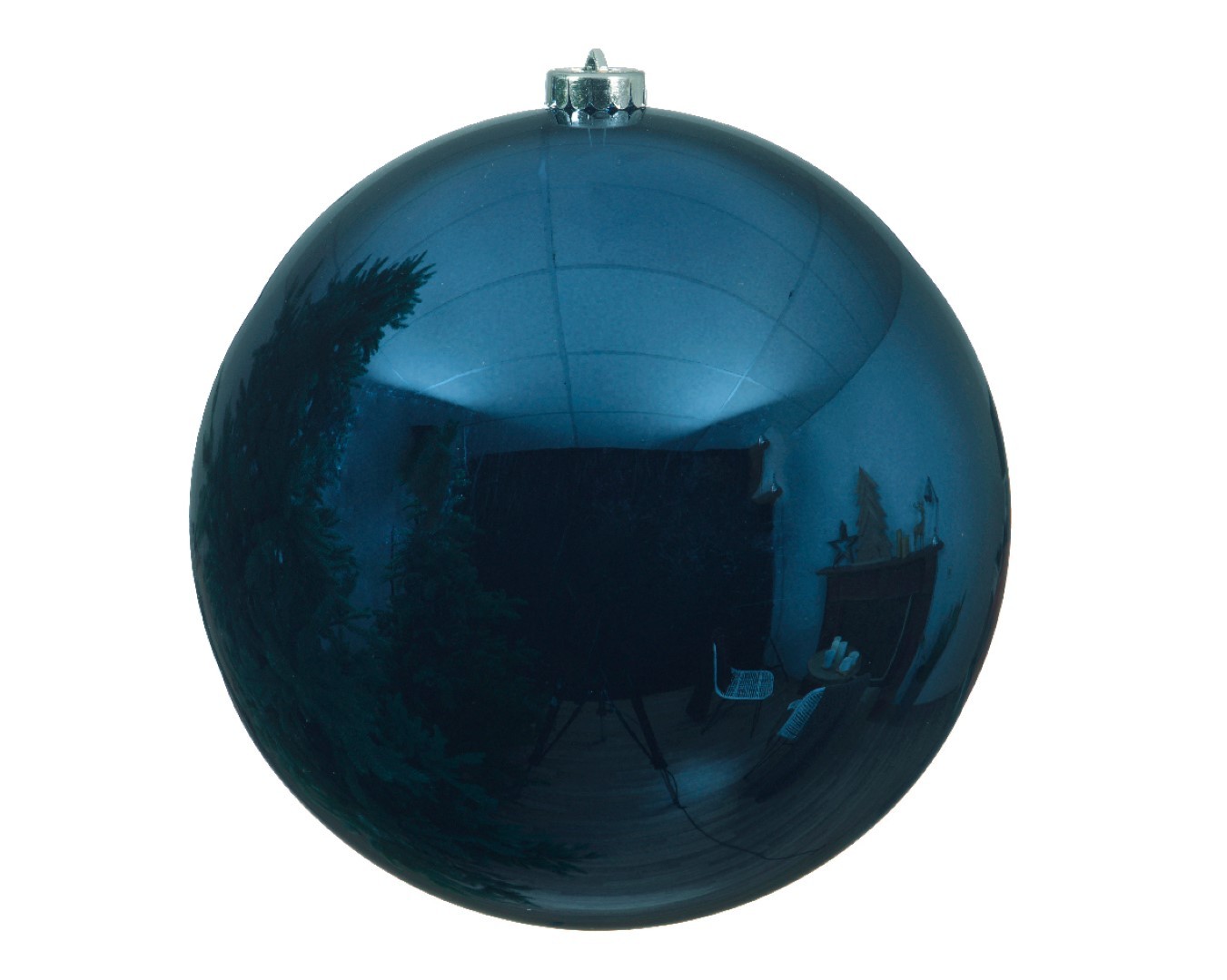 Kerstbal plastic glans diameter 20cm nacht blauw - KSD