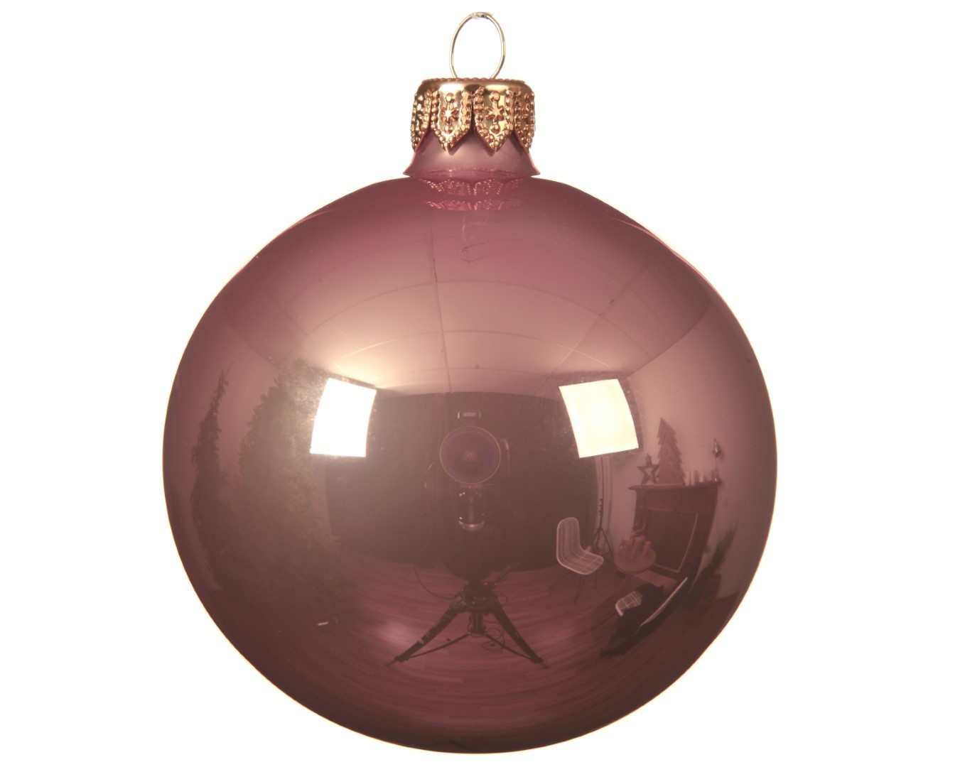 Kerstballen glas emaille dia 6 cm veloursroze - Decoris