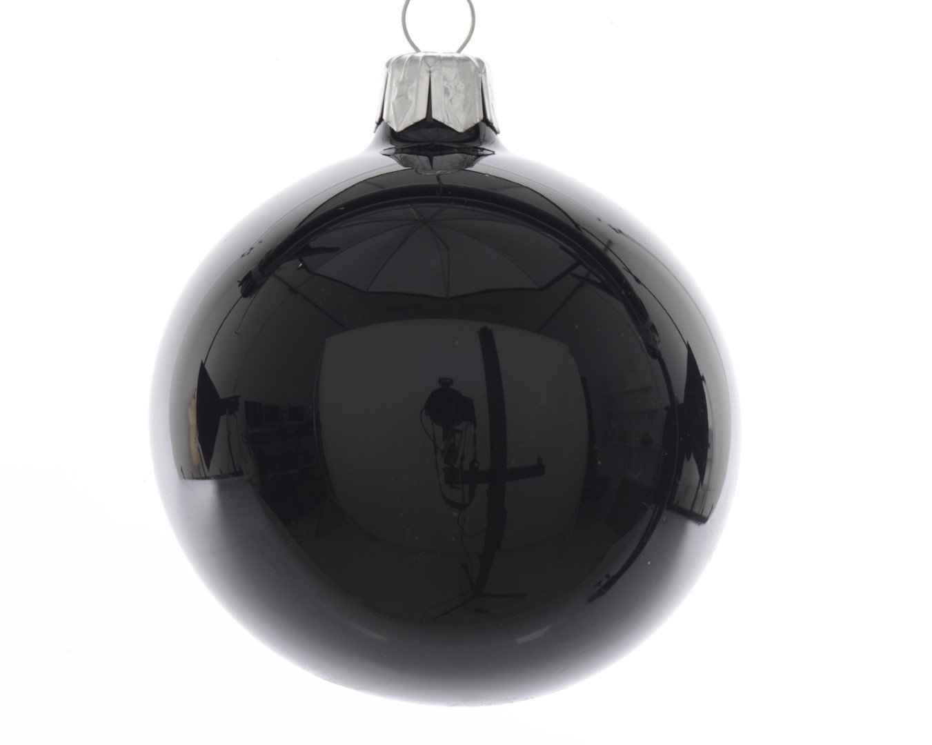 Kerstballen glas glans 8 cm zwart