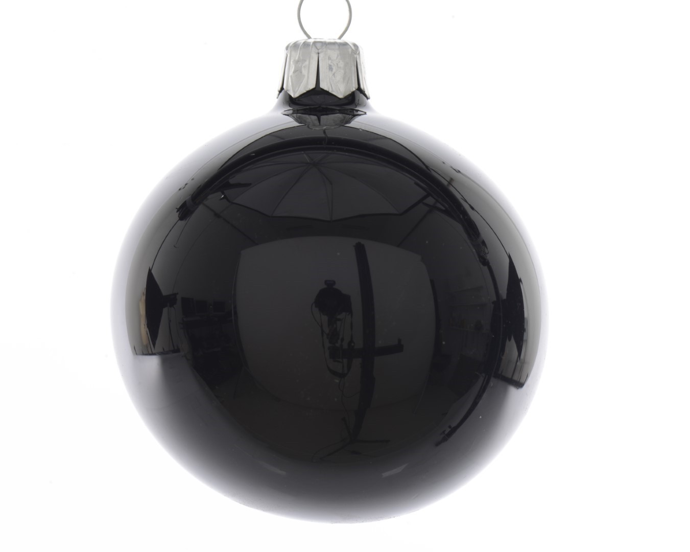 Kerstballen glas glans 15 cm zwart Decoris