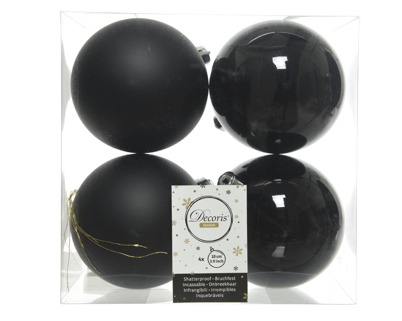 Decoris Kerstballen plastic glans-mat dia 10 cm zwart - 