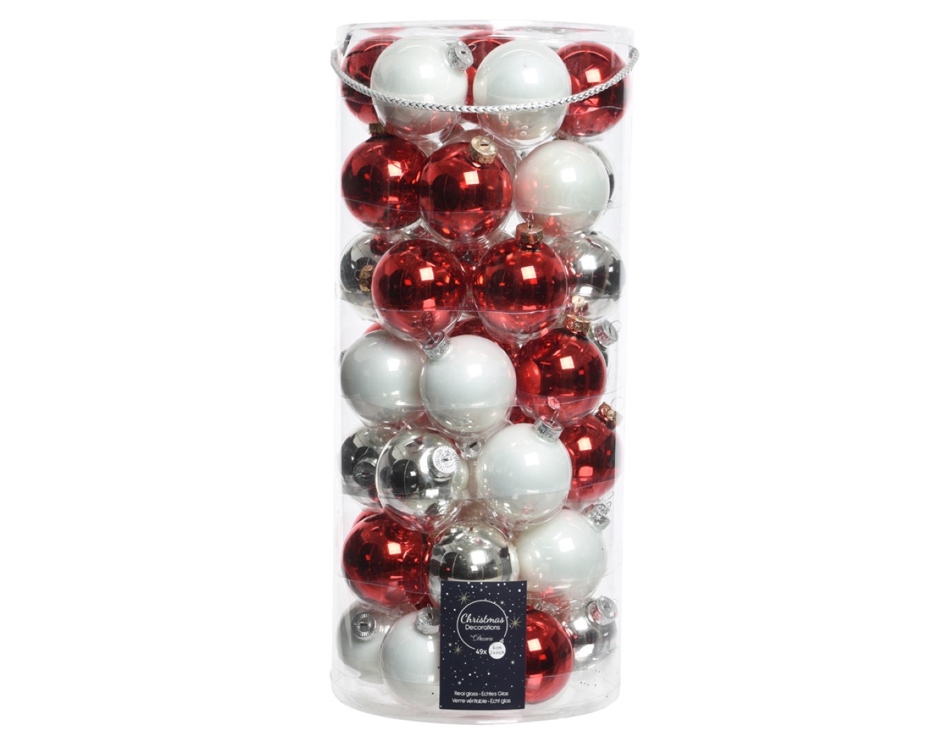 Kerstbal glas mix rood-wit dia6cm assortie - Decoris