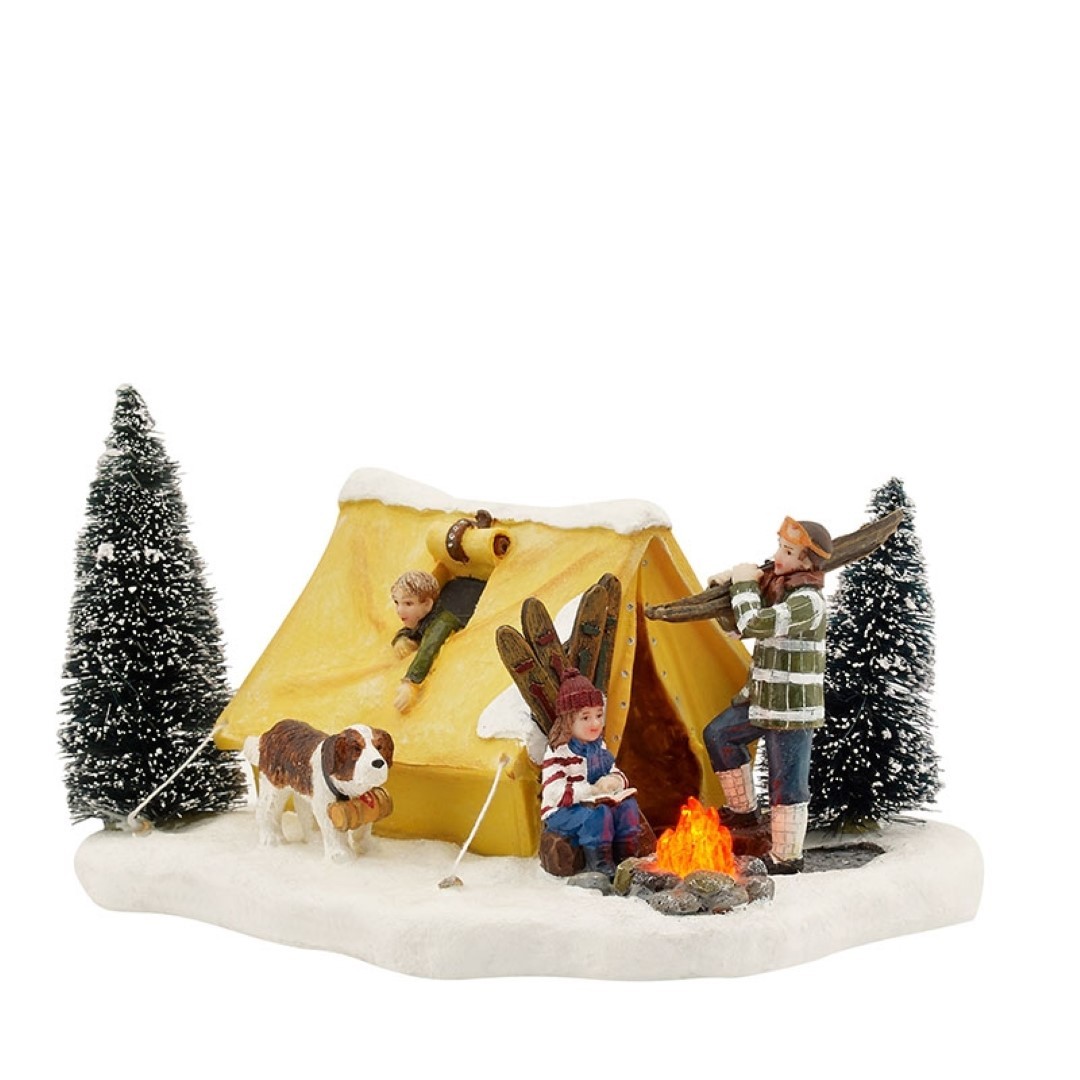 LuVille Kerstdorp Miniatuur Kamperen - L16,5 x B12,5 x H10 cm