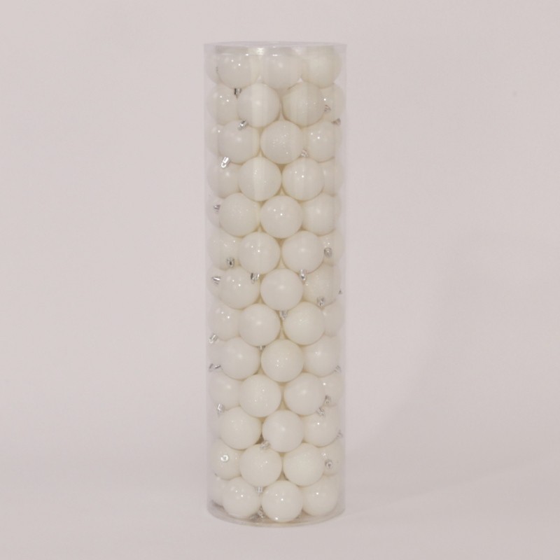 100 Onbreekbare kerstballen in koker diameter 6 cm wit classic