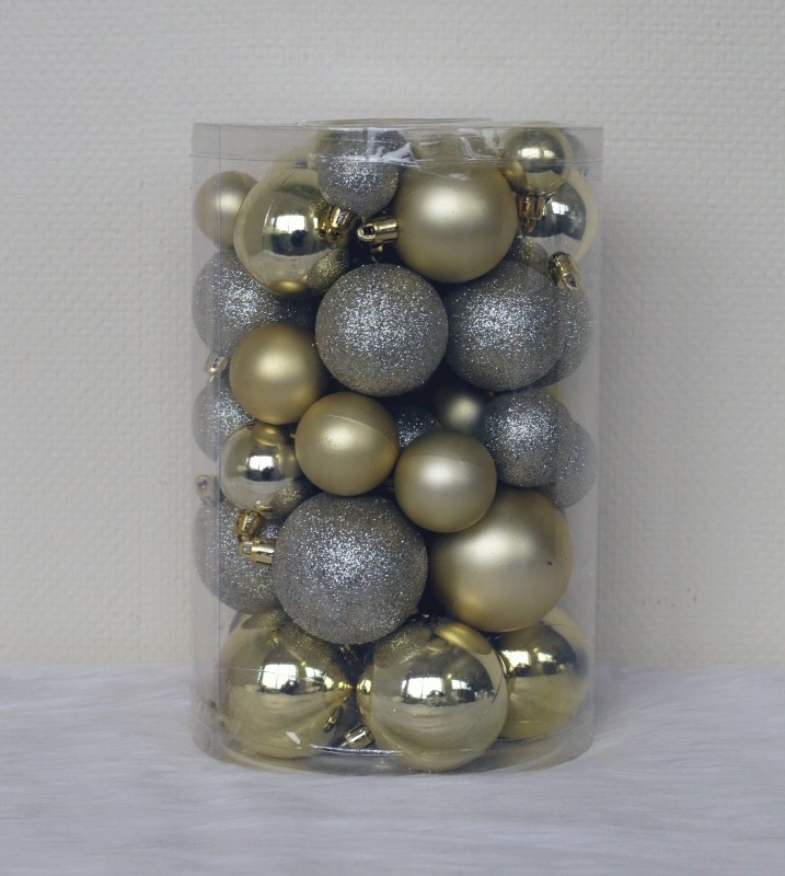 57 Onbreekbare kerstballen mix champagne classic