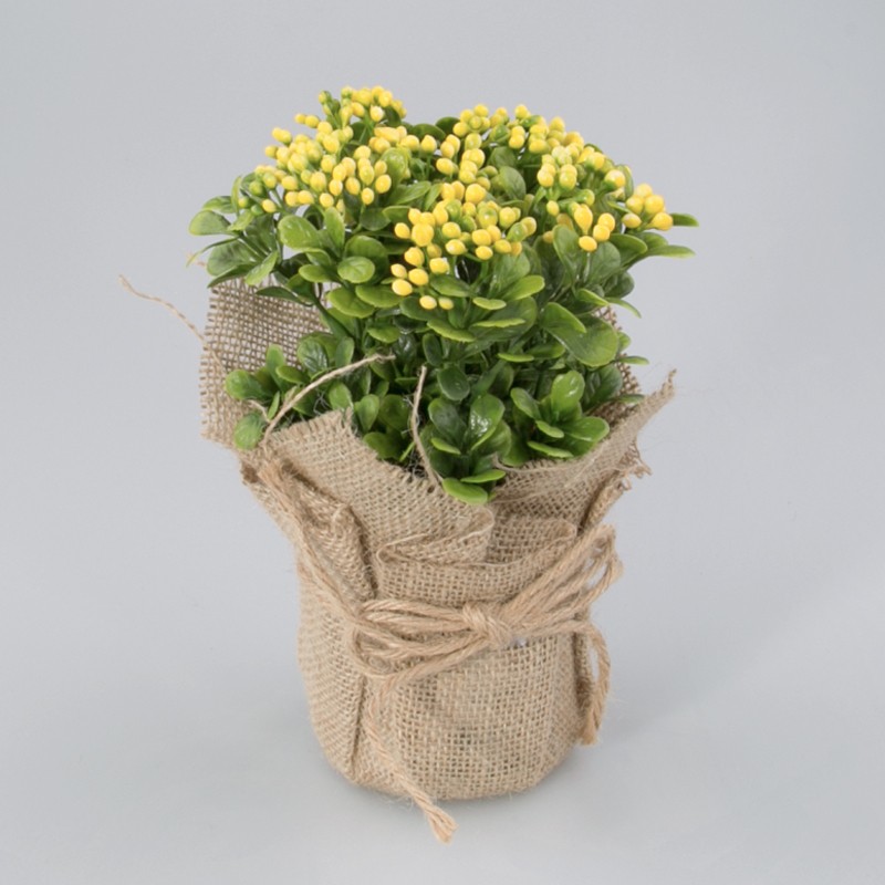 Plantje in jute zak Fleur geel