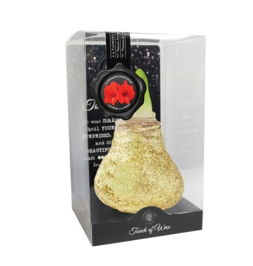 Bloembol Rode Amaryllis Wax kaarsvet Glitter Goud cadeauverpakking 'Plastic' Kebol - Warentuin Natuurlijk