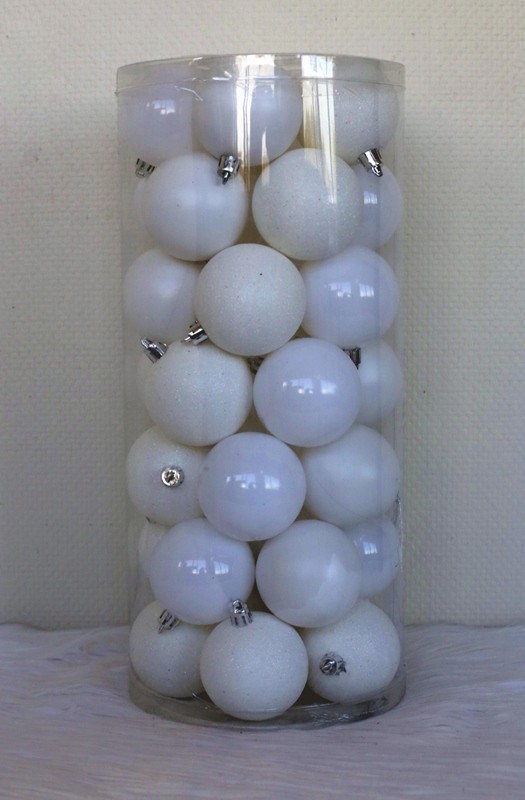 35 Onbreekbare kerstballen in koker doorsnee 6 cm wit classic - Oosterik Home