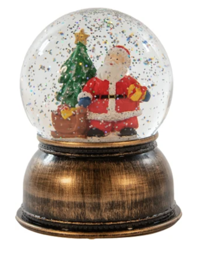 B.O. Globe Santa Glitter Water Led Warm White 11X14 cm - Anna's Collection