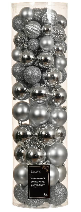 KSD Kerstbal dia. 8 cm silver - 