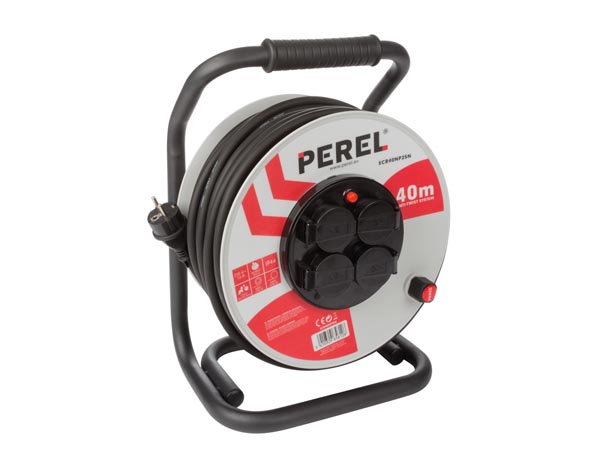 Professionele neopreen kabelhaspel 40 m 3g2.5 4 stopcontacten penaarde Velleman