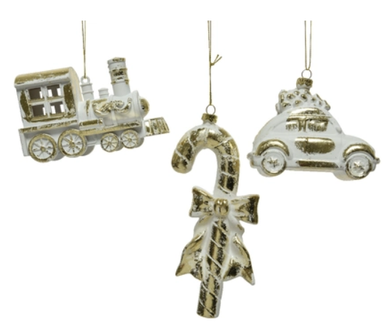 Decoris Hanger kunststof 3ass train-car-candycanefinish:antiquekleur kroontje:goldme - 