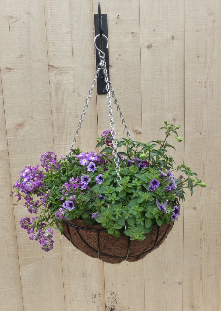 Hanging basket zomerbloeiers paars/blauw h25 cm