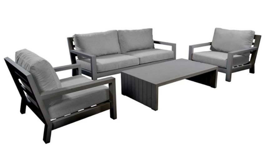 Ookii loungeset Dark Grey (2 stoelen, bank, salontafel)