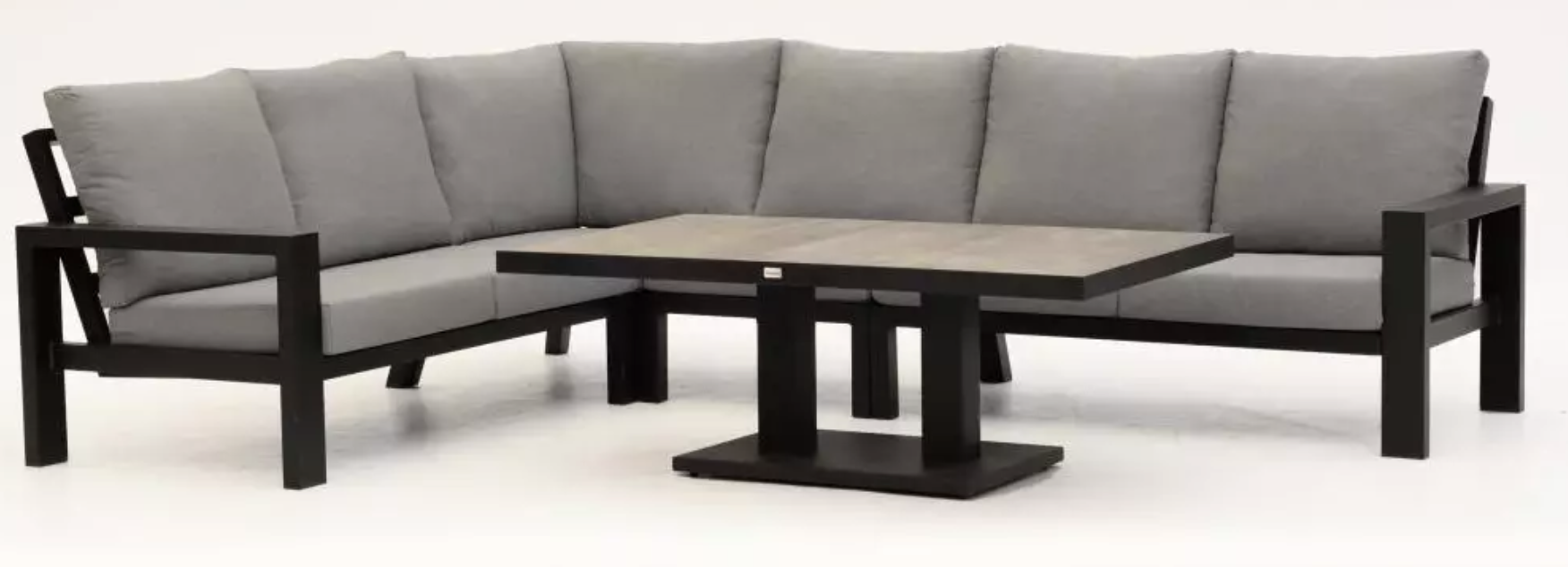 Benton loungeset met hoogte verstelbare tafel 5 delig zwart