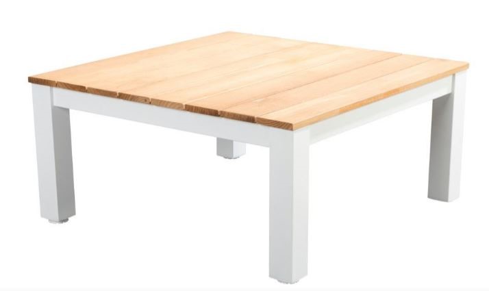 Midori coffee table 75x75cm. alu white/teak