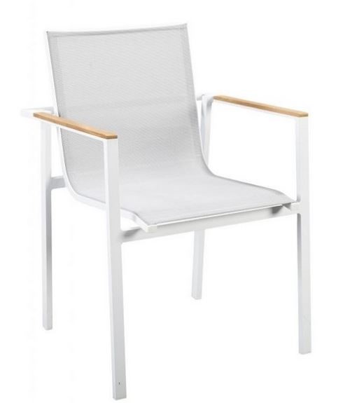 Mizu stackable dining chair alu white/grey textilene