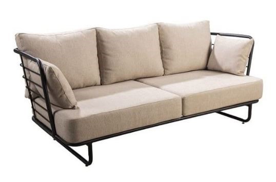 Taiyo sofa 3 seater alu black/flax beige