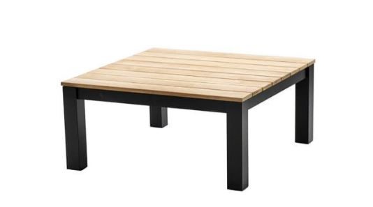 Midori coffee table 75x75cm. alu black/teak