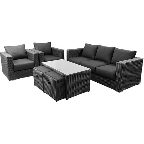 Houston Sofa Loungeset Zwart