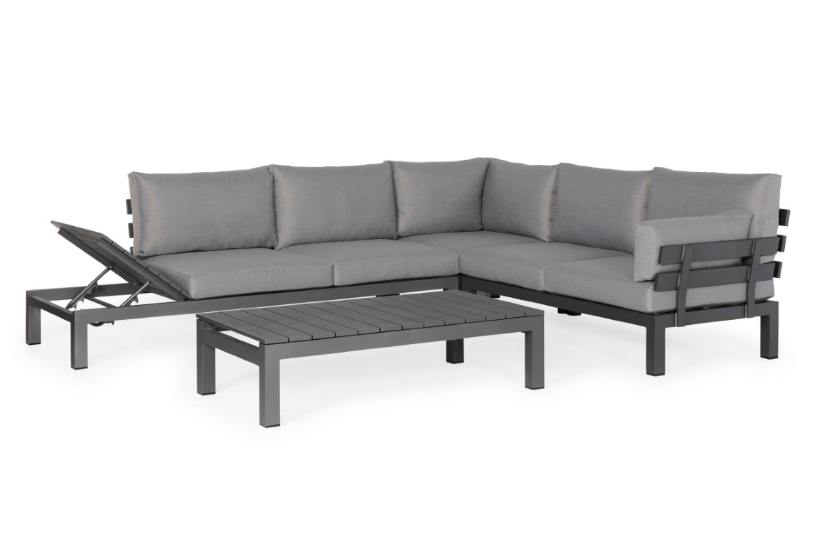 SUNS Vita Loungeset 5-delig L-part right with recliner & L-part arm left pepper grey
