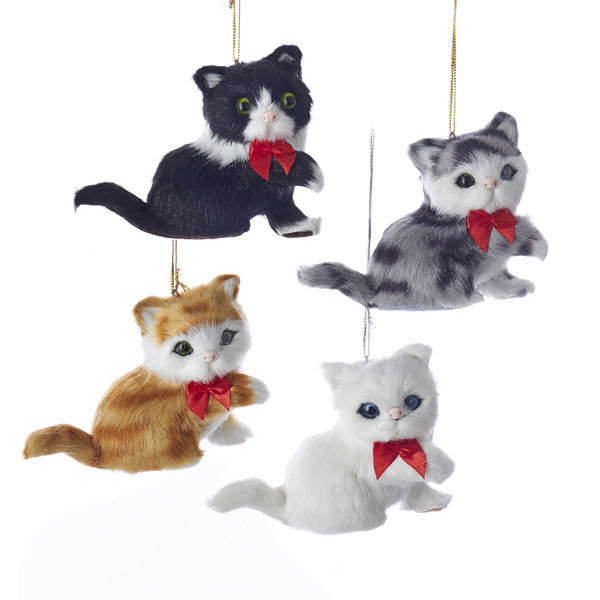 Furry Sitting Cat Ornament 3,75 inch - Kurt S. Adler