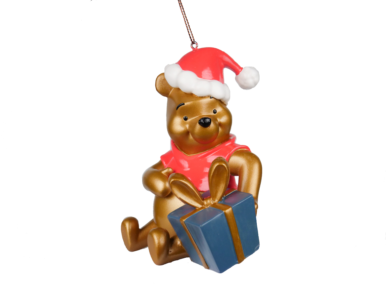 Disney kerstornament Pooh 3D zittend metallic - Kersthanger